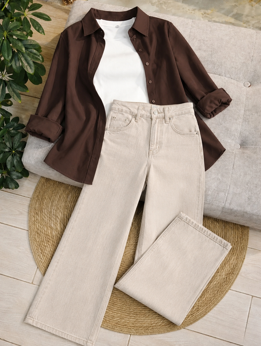 (TRIO PACK) BROWN WITH BEIGE Outfit Set