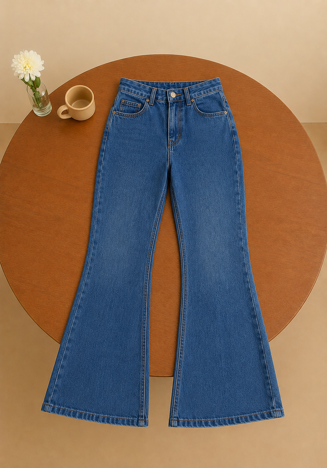 MID BLUE BELL BOTTOM JEANS