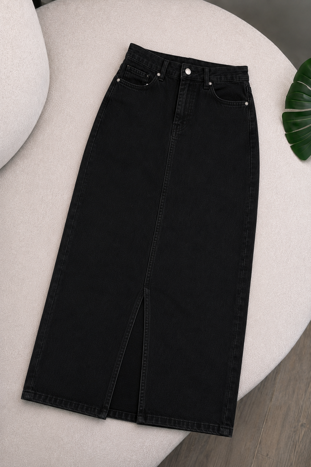 JET BLACK DENIM SKIRT