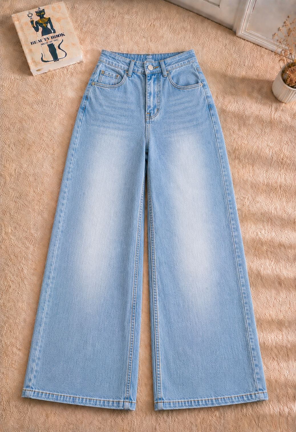 ICE BLUE FADED LEG BAGGY JEANS