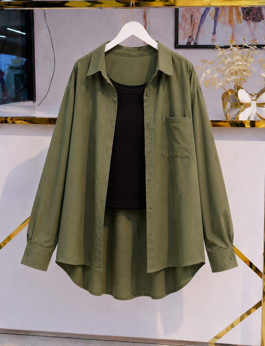 DUO PACK ( OLIVE GREEN BUTTON DOWN SHIRT WITH BLACK INNER )