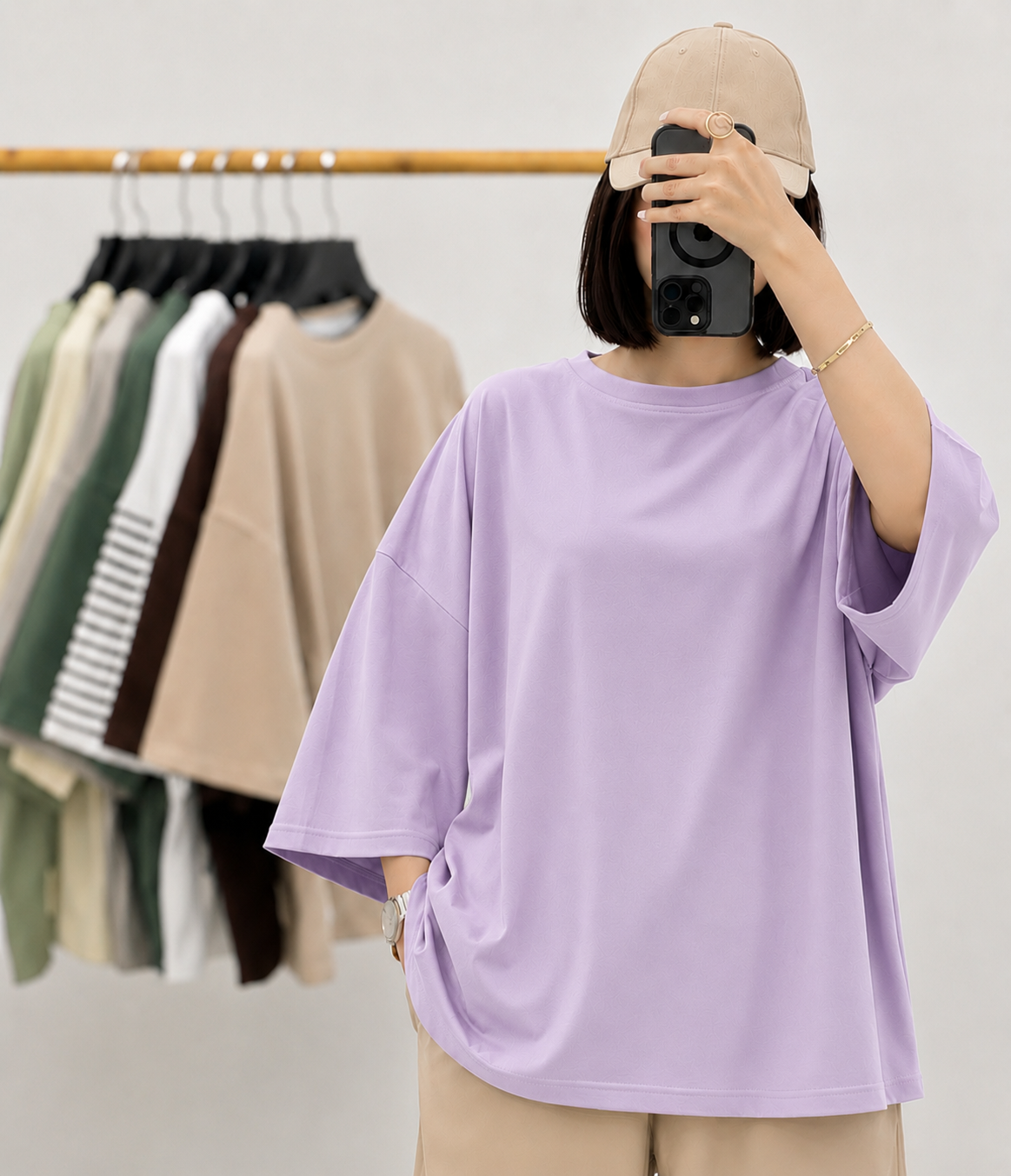 LILAC BAGGY DROP SHOULDER TEE