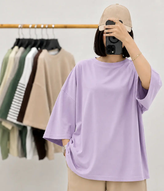 LILAC BAGGY DROP SHOULDER TEE