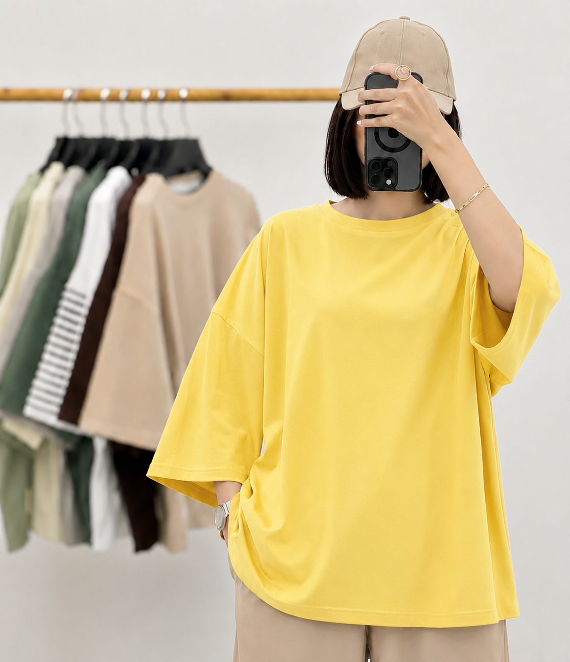 YELLOW BAGGY DROP SHOULDER TEE