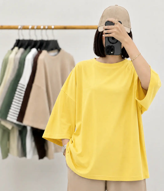YELLOW BAGGY DROP SHOULDER TEE