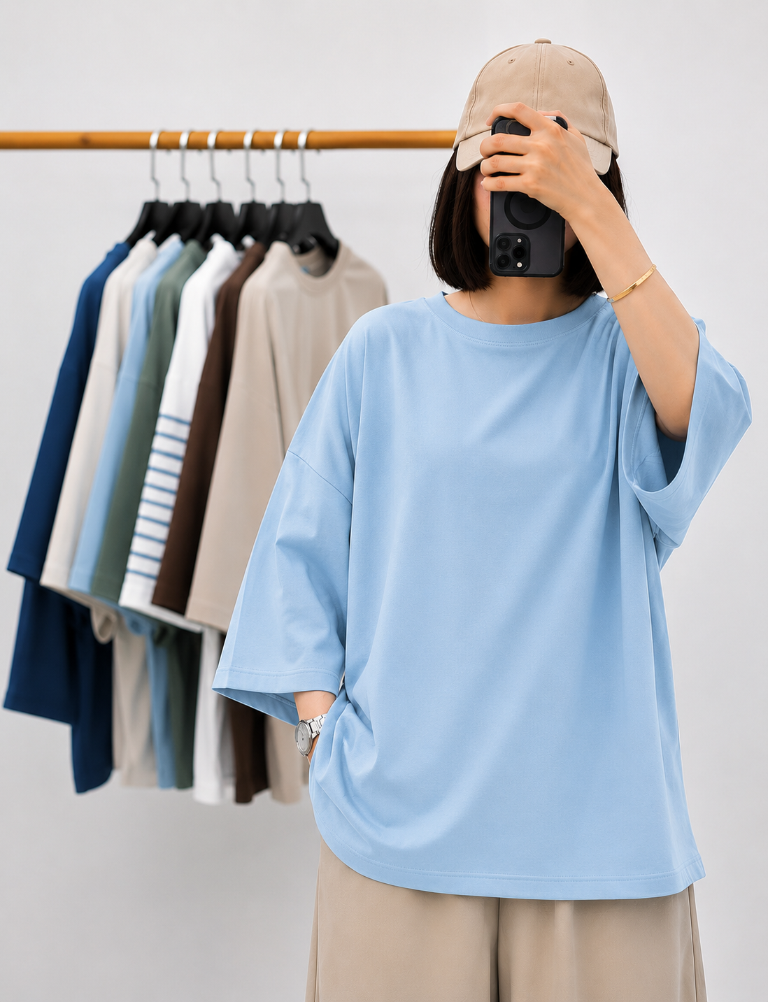 SKY BLUE BAGGY DROP SHOULDER TEE