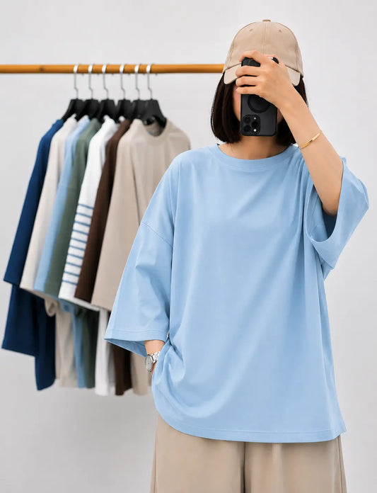 SKY BLUE BAGGY DROP SHOULDER TEE