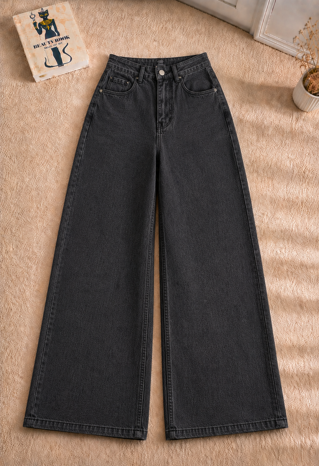 CHARCOAL GREY FADED LEG BAGGY JEANS