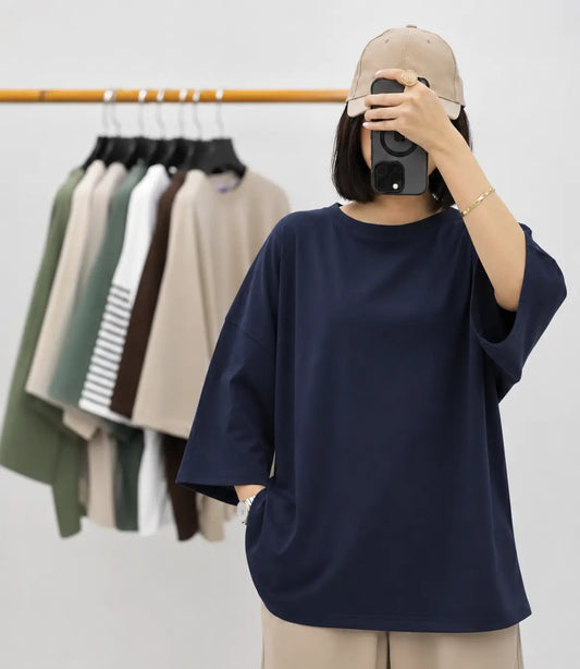 NAVY BLUE BAGGY DROP SHOULDER TEE