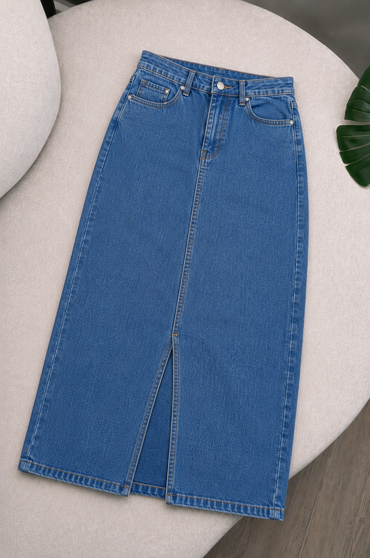 MID BLUE DENIM SKIRT