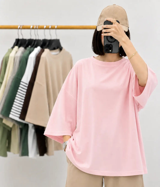 BABY PINK BAGGY DROP SHOULDER TEE