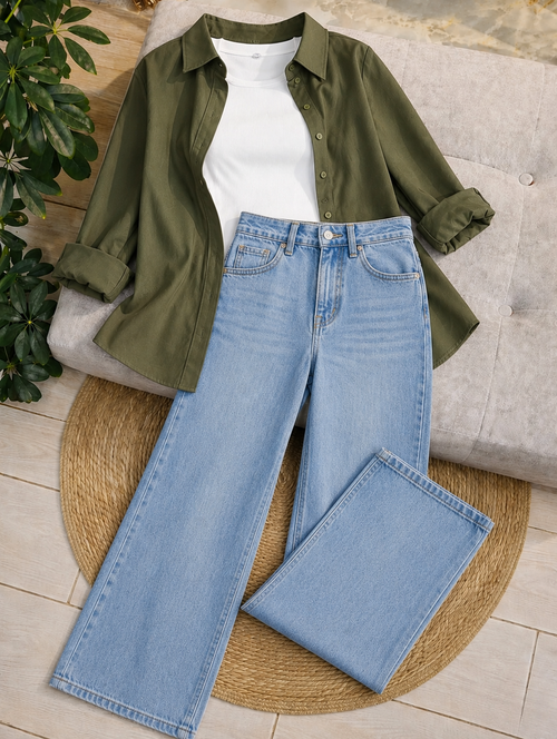 (TRIO PACK) OLIVE GREEN WIH SKY BLUE Outfit Set