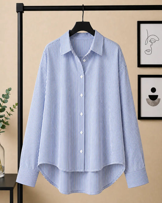 WHITE AND BLUE STRIPES BUTTON DOWN SHIRT