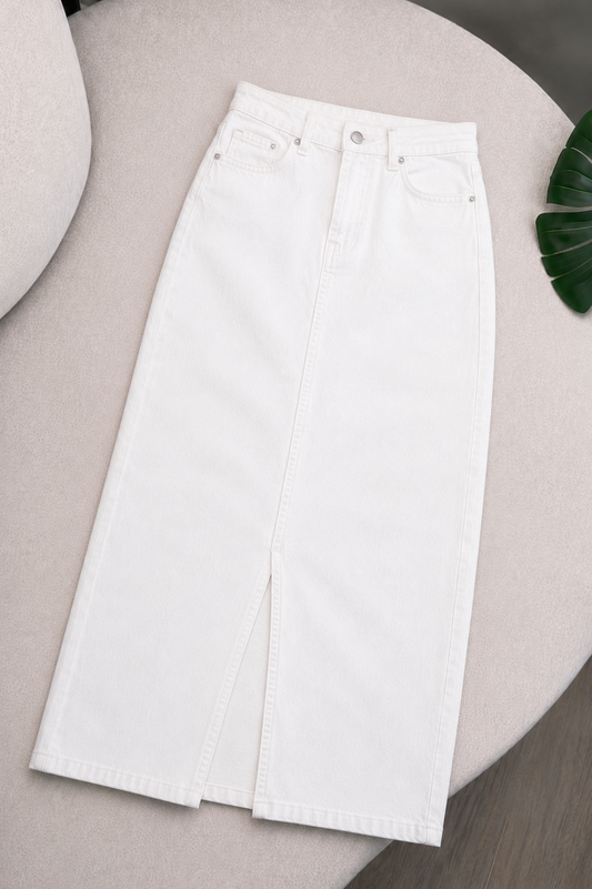 WHITE DENIM SKIRT