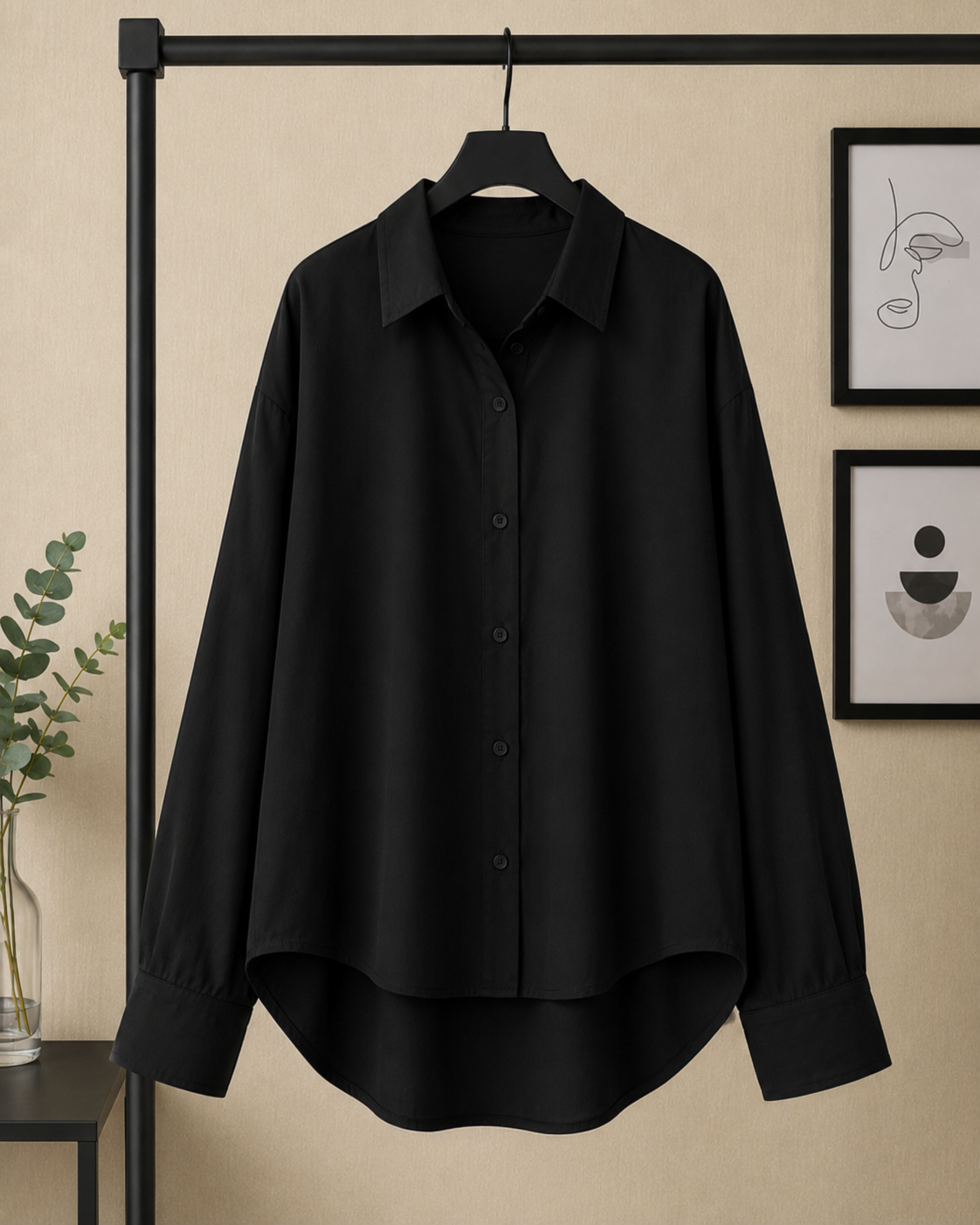 BLACK BUTTON DOWN SHIRT