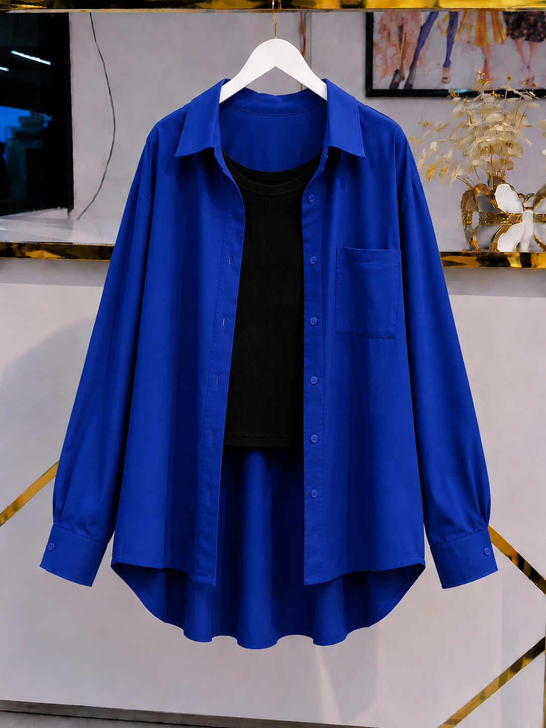 DUO PACK ( ROYAL BLUE BUTTON DOWN SHIRT WITH BLACK INNER )