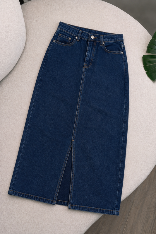 DARK BLUE DENIM SKIRT