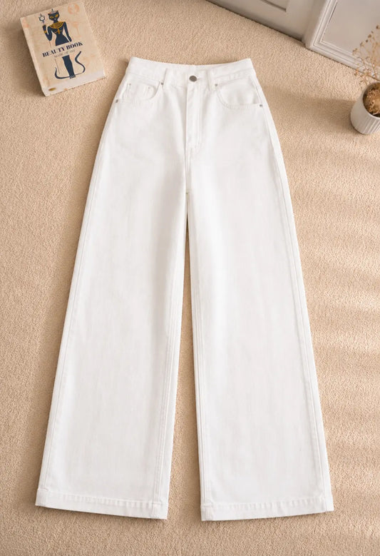 WHITE WIDE LEG BAGGY JEANS