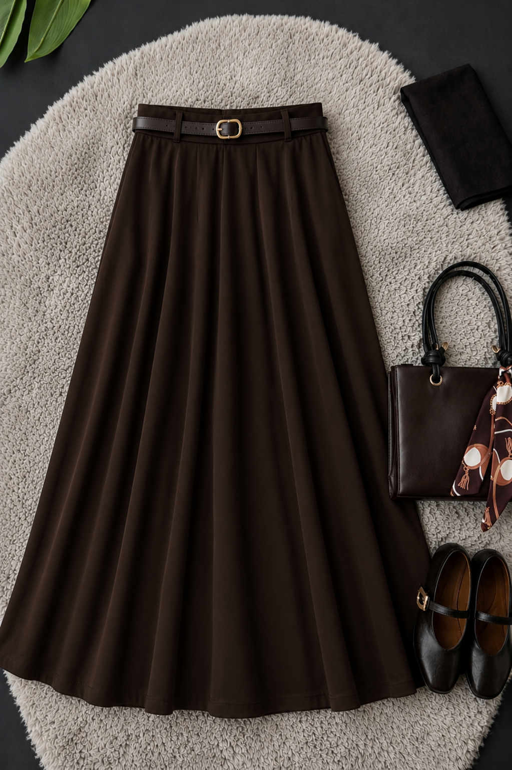 DARK BROWN MAXI SKIRT