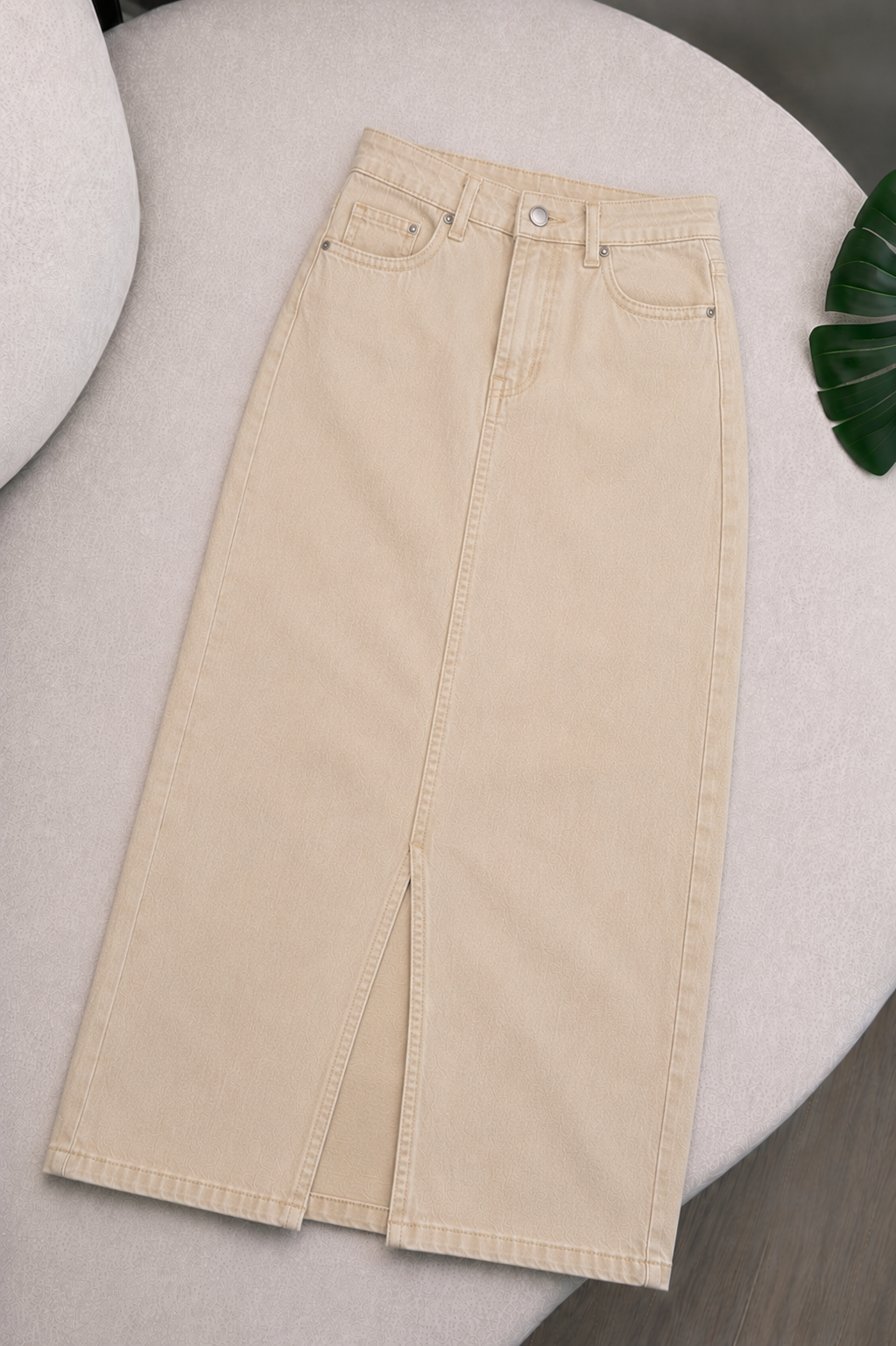BEIGE DENIM SKIRT