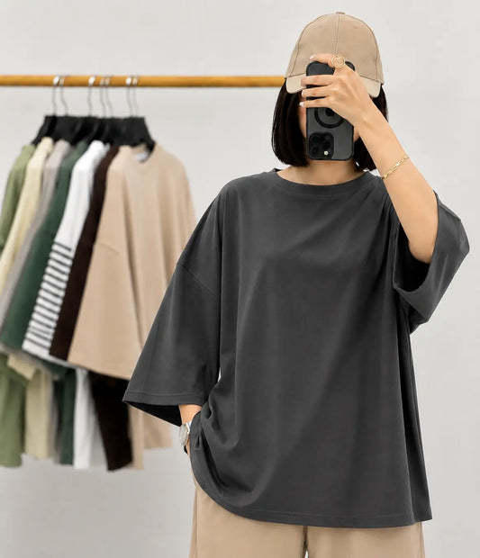 DARK GREY BAGGY DROP SHOULDER TEE