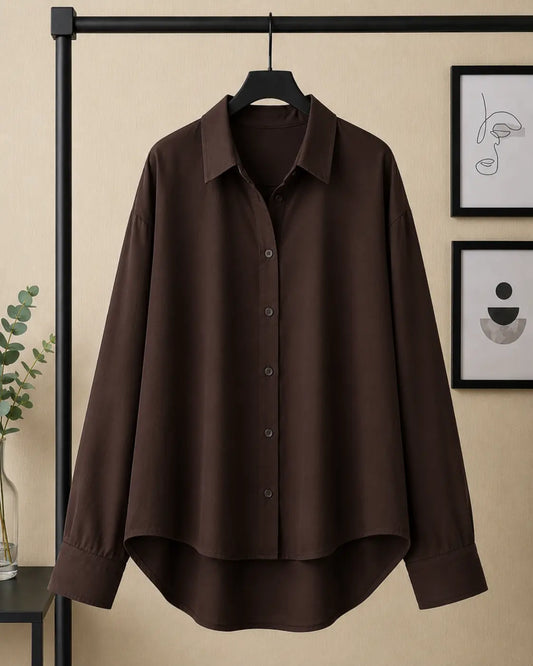DARK BROWN BUTTON DOWN SHIRT