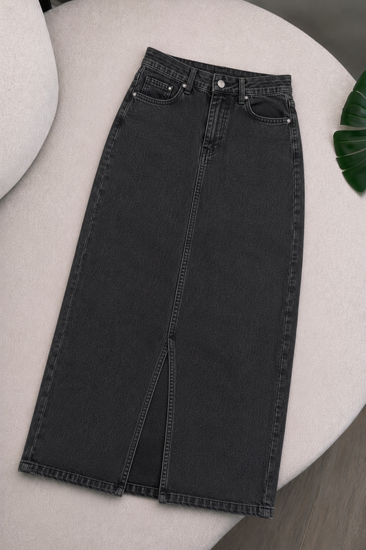 DARK GREY DENIM SKIRT