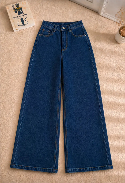 DARK BLUE WIDE LEG BAGGY JEANS