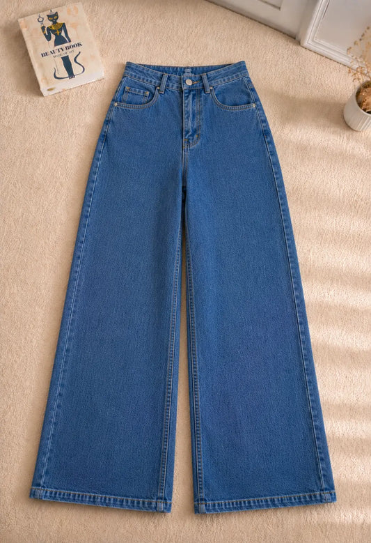 MID BLUE WIDE LEG BAGGY JEANS
